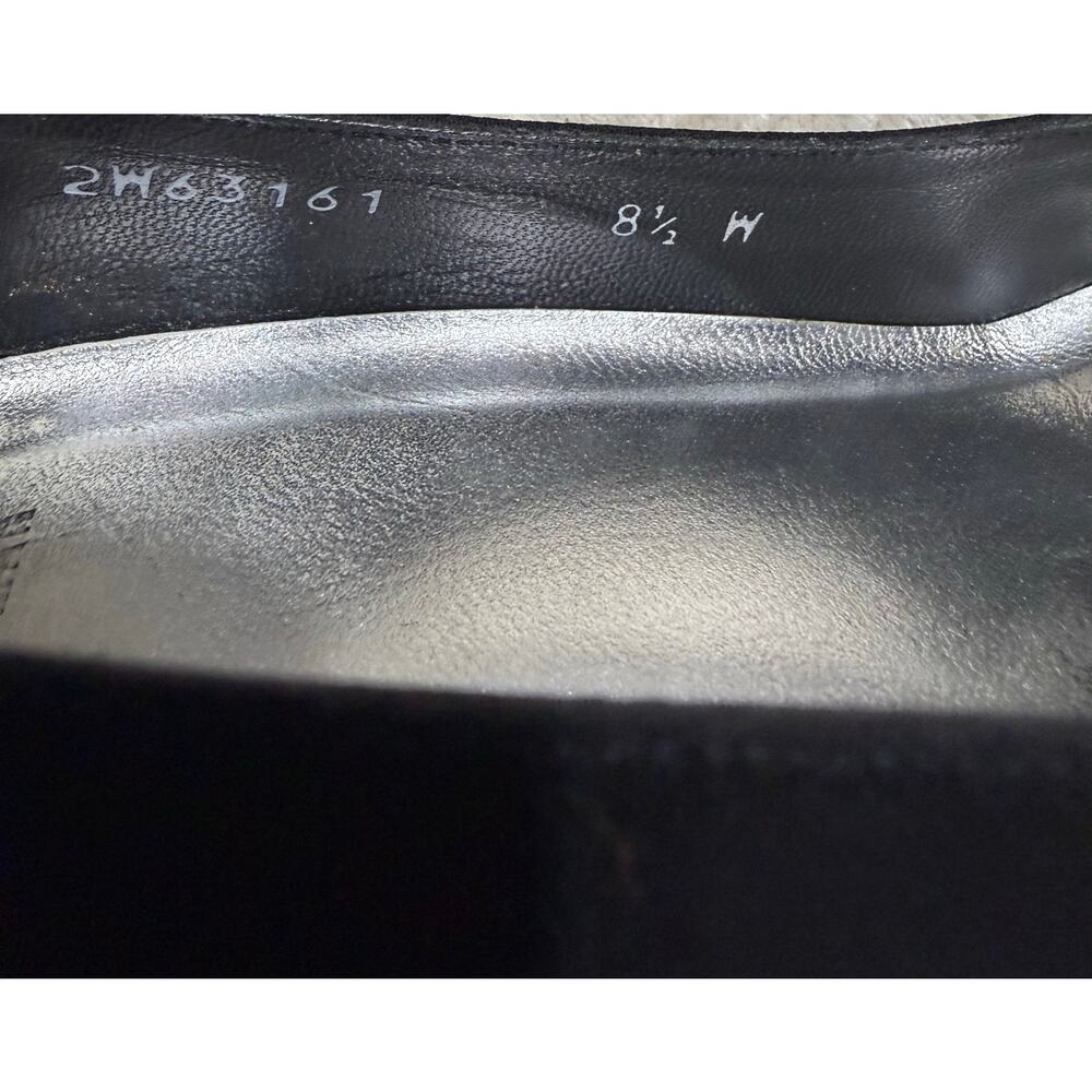 Stuart Weitzman Black Satin Crystal Buckle Pointed Toe Heels Pumps 8.5 M - Picture 6 of 7